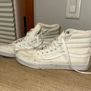 Vans White Old School High Tops Skater Shoes Sneakers Women’s 9 Men’s 7.5 VGUC